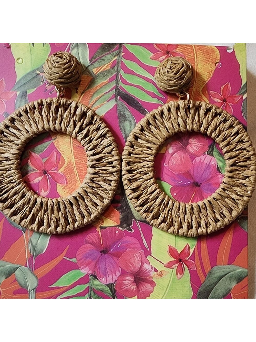 Woven Hoop Earrings Natural